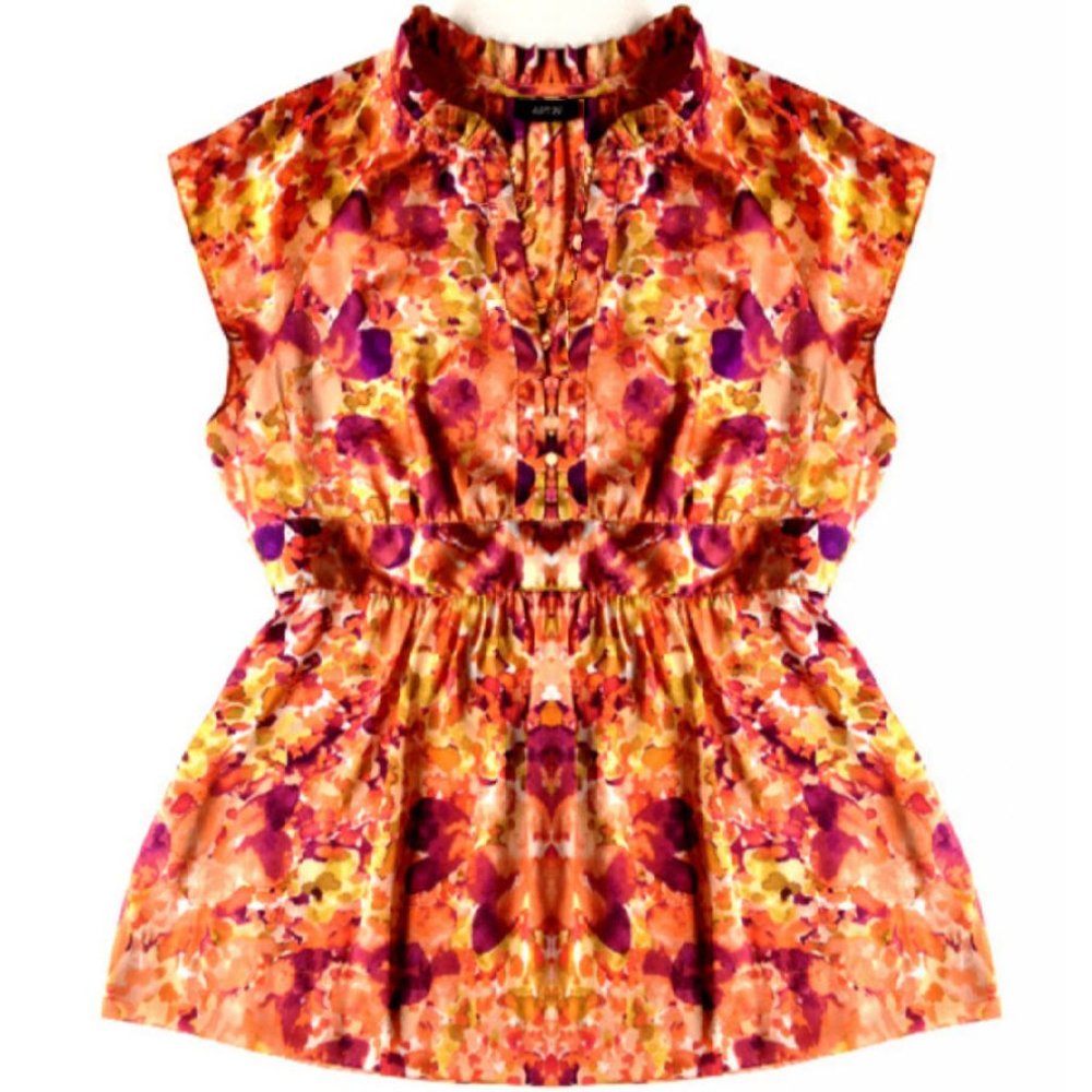 Apt. 9 Wine & Coral Abstract Print Blouse - Picture 3 of 8